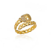 Tidal Vibes Gold Heart Stainless Steel Ring Women