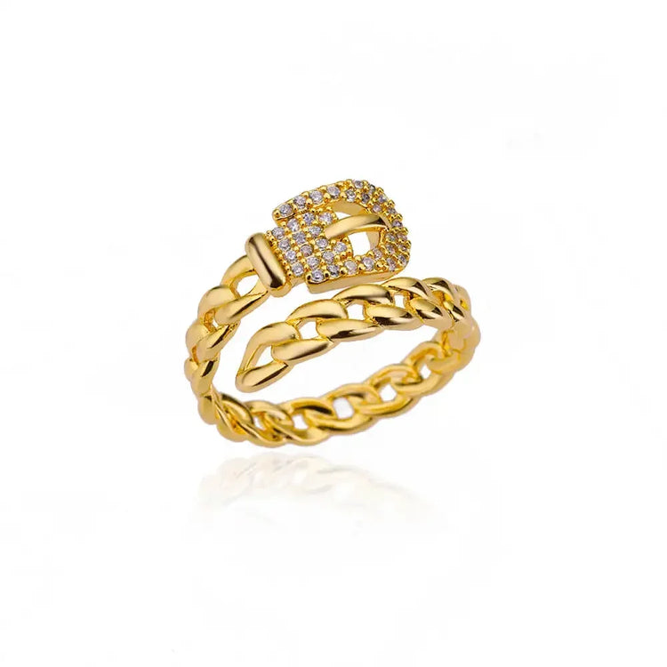 Tidal Vibes Gold Heart Stainless Steel Ring Women