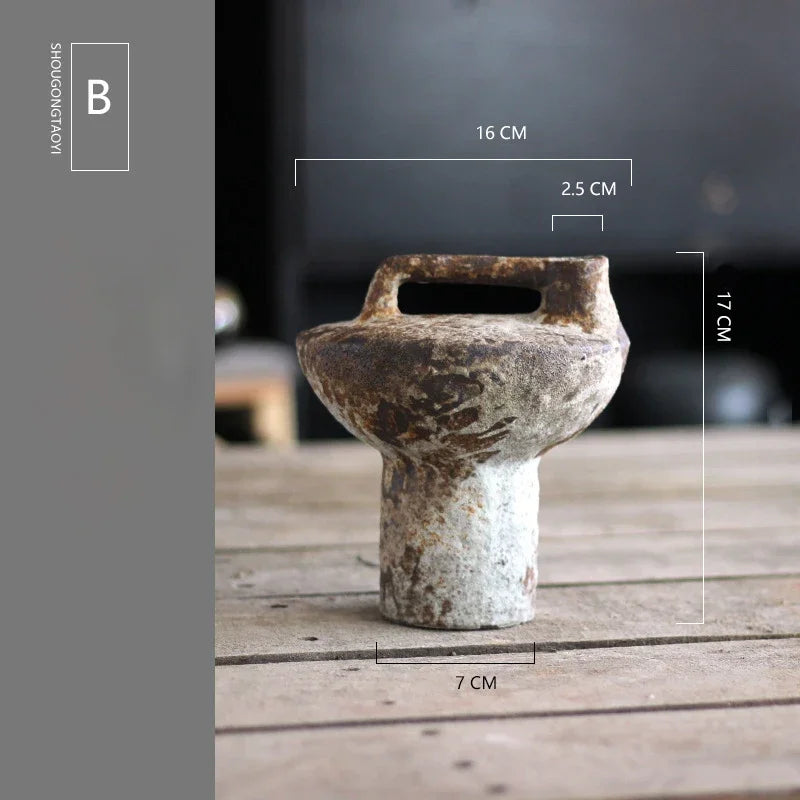 Tidal Vibes ceramic-vase-retro-nostalgic-rough-clay-pottery-vases-vintage-handmade-style