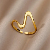 Tidal Vibes Gold Heart Stainless Steel Ring Women