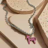 Tidal Vibes Enamel Horse Pendant Necklace Colorful