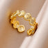 Tidal Vibes Gold Heart Stainless Steel Ring Women