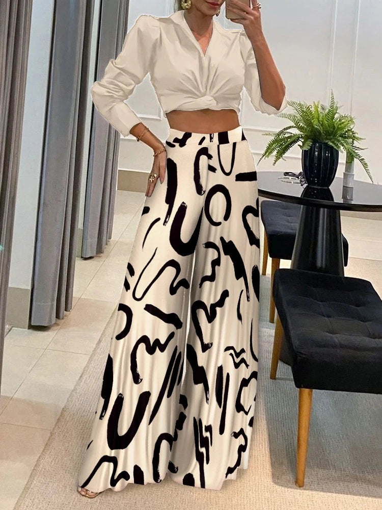 Pants Women High Waist Wide Leg Trousers Printed Loose Long Pant 2023 New  Ladies Casual Fashion Commuter Vacation Party  MsChuh