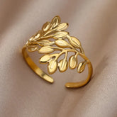 Tidal Vibes Gold Heart Stainless Steel Ring Women