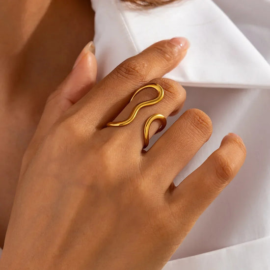 Tidal Vibes Irregular Stainless Steel Gold Color R