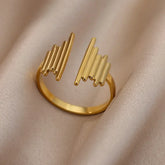 Tidal Vibes Gold Heart Stainless Steel Ring Women