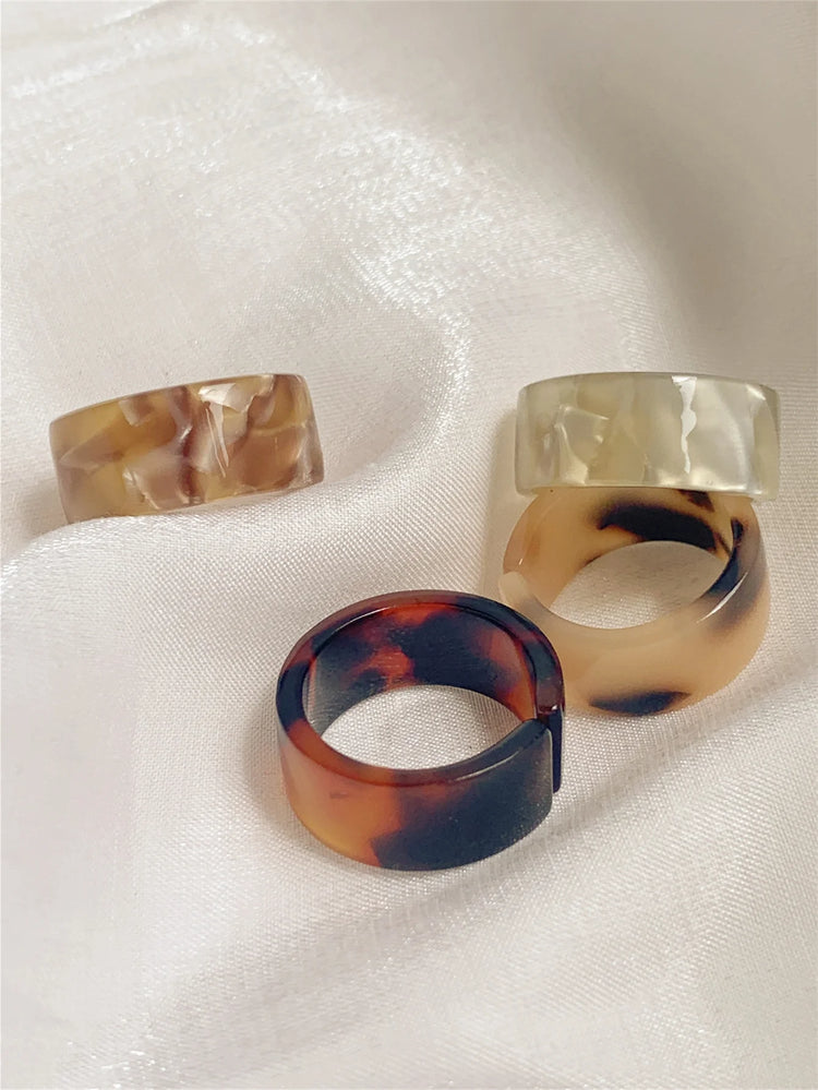 Tidal Vibes Colorful Resin Rings 4-Piece Women