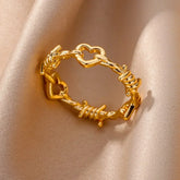 Tidal Vibes Gold Heart Stainless Steel Ring Women