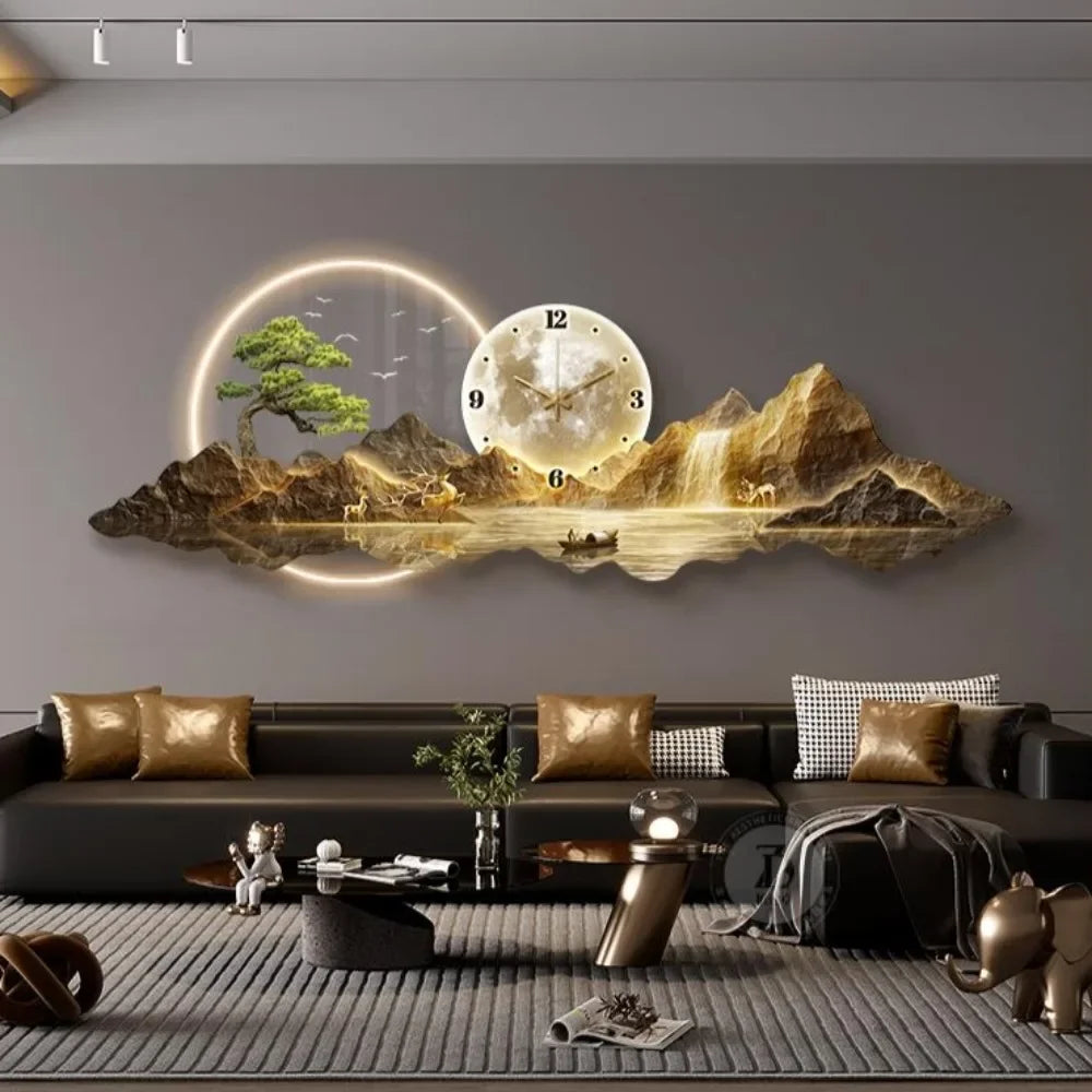 Tidal Vibes nordic-wall-clock-in-the-living-room-led-wall-corner-clock