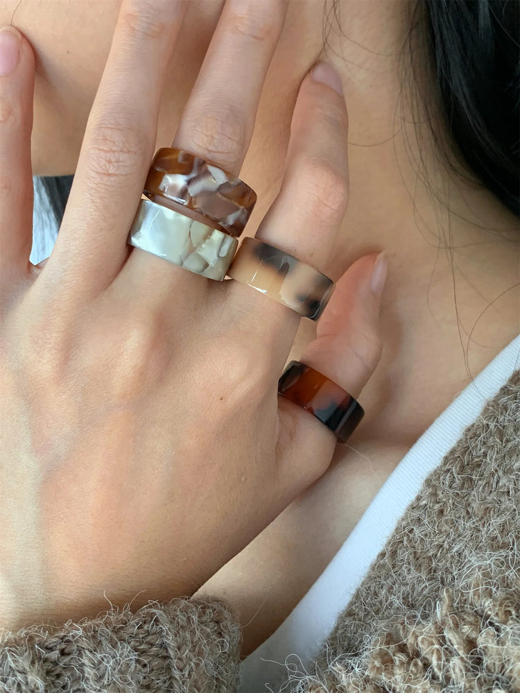 Tidal Vibes Colorful Resin Rings 4-Piece Women