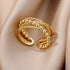 Tidal Vibes Gold Heart Stainless Steel Ring Women
