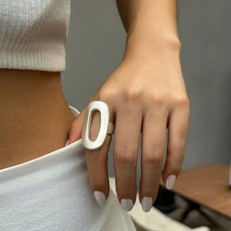 Tidal Vibes irregular-chunky-big-geometric-gold-silver-color-rings-for-women-