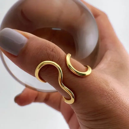 Tidal Vibes Irregular Stainless Steel Gold Color R