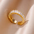 Tidal Vibes Gold Heart Stainless Steel Ring Women