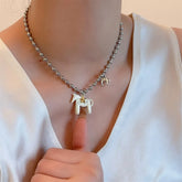 Tidal Vibes Enamel Horse Pendant Necklace Colorful