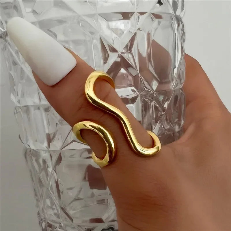 Tidal Vibes Irregular Stainless Steel Gold Color R