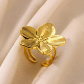 Tidal Vibes Gold Heart Stainless Steel Ring Women