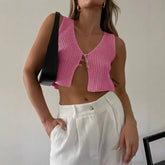 Tidal Vibes crop-top-women-tops-2025-kintted-sweater-vest-solid-women-summer