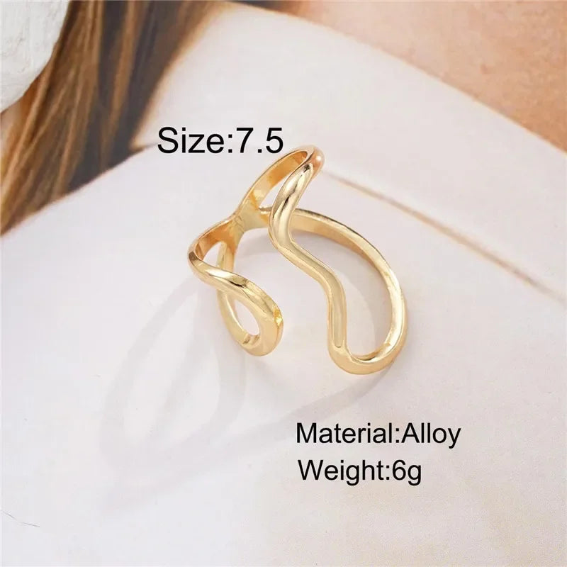 Tidal Vibes Irregular Stainless Steel Gold Color R