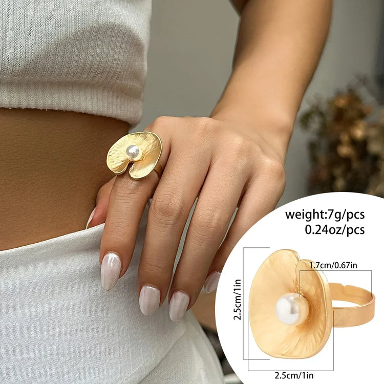 Tidal Vibes irregular-chunky-big-geometric-gold-silver-color-rings-for-women-