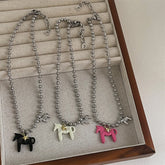 Tidal Vibes Enamel Horse Pendant Necklace Colorful