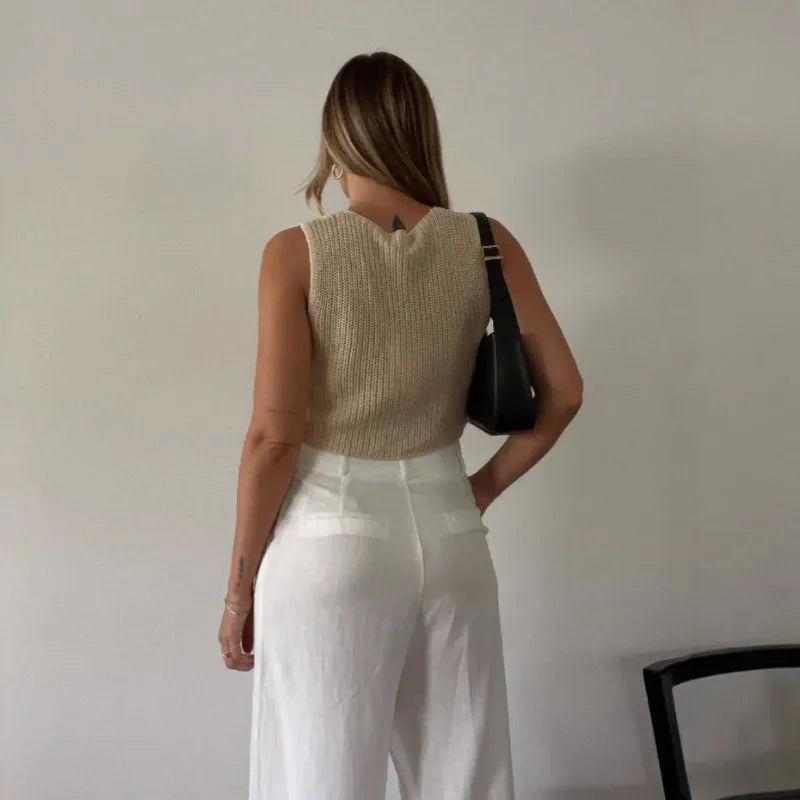 Tidal Vibes crop-top-women-tops-2025-kintted-sweater-vest-solid-women-summer