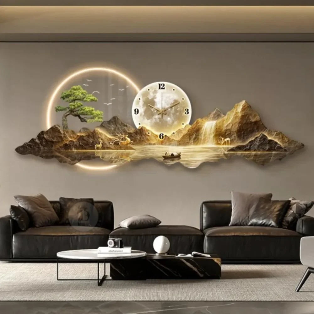 Tidal Vibes nordic-wall-clock-in-the-living-room-led-wall-corner-clock