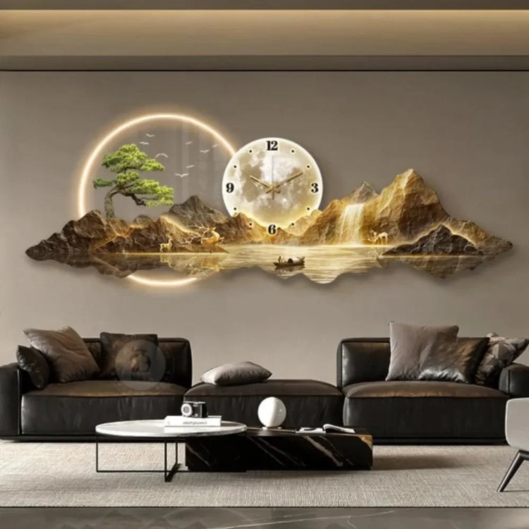 Tidal Vibes nordic-wall-clock-in-the-living-room-led-wall-corner-clock