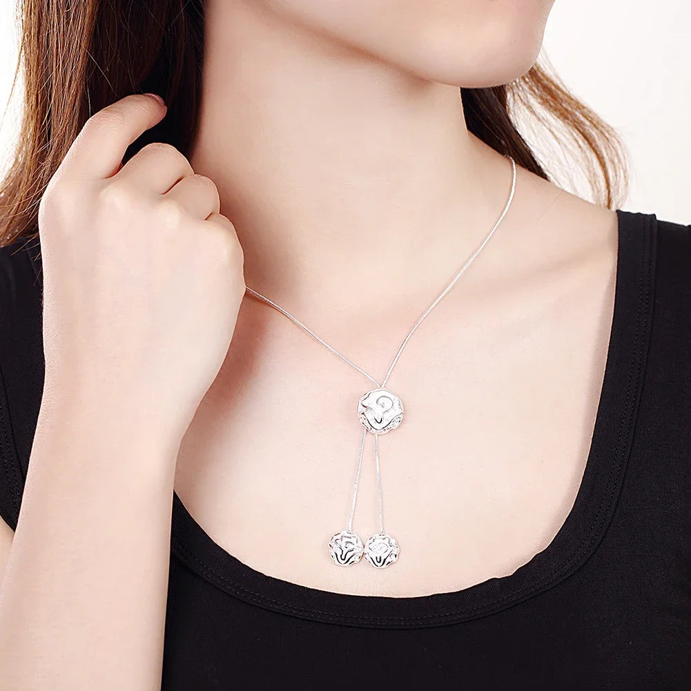 Tidal Vibes 925 Silver Rose Flower Jewelry Set Women