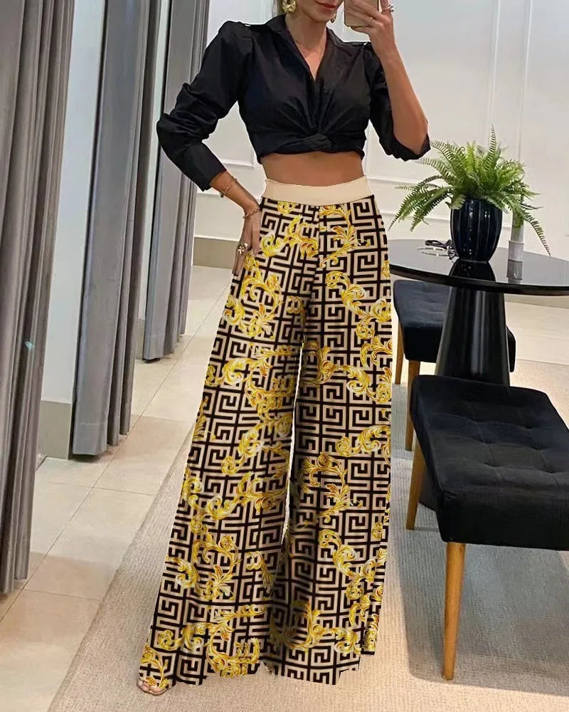 Pants Women High Waist Wide Leg Trousers Printed Loose Long Pant 2023 New  Ladies Casual Fashion Commuter Vacation Party  MsChuh