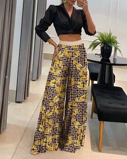 Pants Women High Waist Wide Leg Trousers Printed Loose Long Pant 2023 New  Ladies Casual Fashion Commuter Vacation Party  MsChuh
