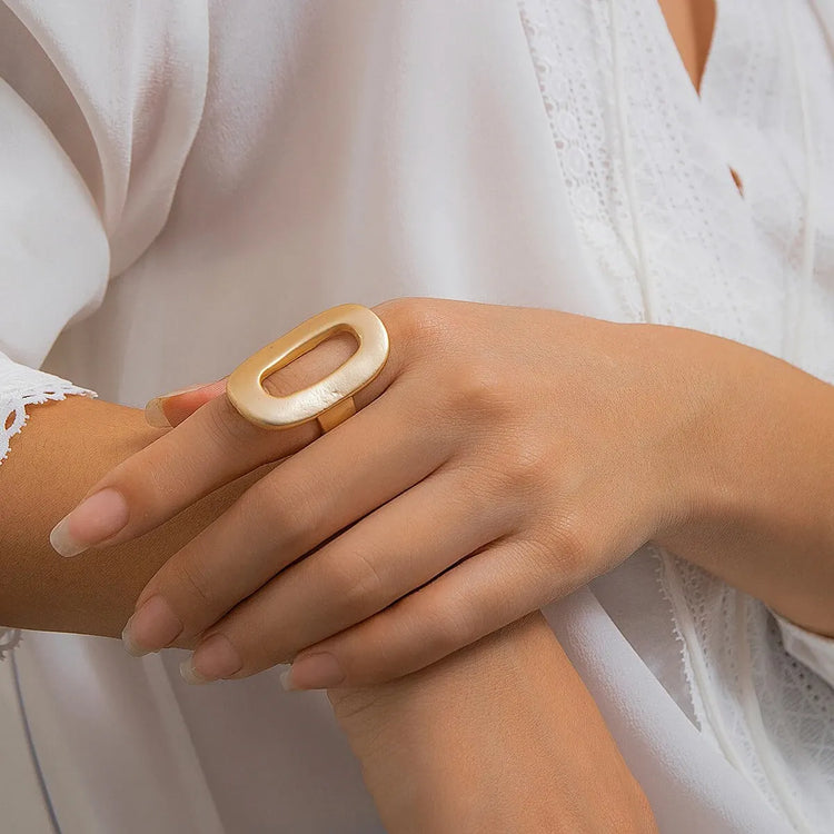 Tidal Vibes exaggerated-big-hollow-out-geometric-oval-rings-