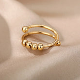 Tidal Vibes Gold Heart Stainless Steel Ring Women