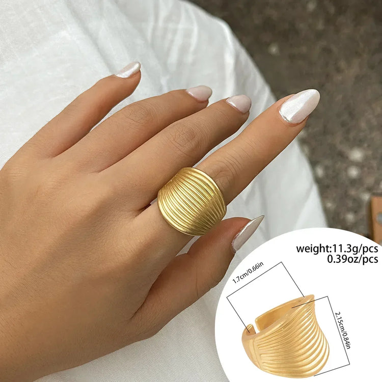 Tidal Vibes irregular-chunky-big-geometric-gold-silver-color-rings-for-women-