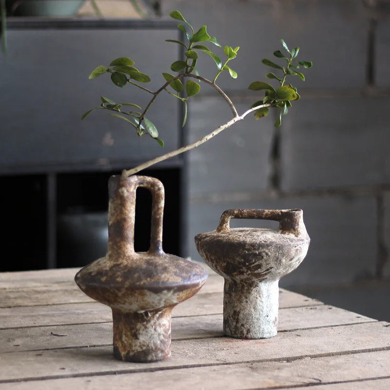 Tidal Vibes ceramic-vase-retro-nostalgic-rough-clay-pottery-vases-vintage-handmade-style