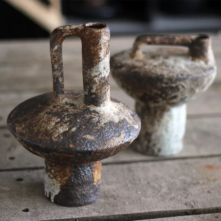 Tidal Vibes ceramic-vase-retro-nostalgic-rough-clay-pottery-vases-vintage-handmade-style