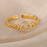 Tidal Vibes Gold Heart Stainless Steel Ring Women