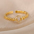 Tidal Vibes Gold Heart Stainless Steel Ring Women