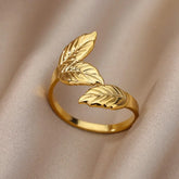 Tidal Vibes Gold Heart Stainless Steel Ring Women