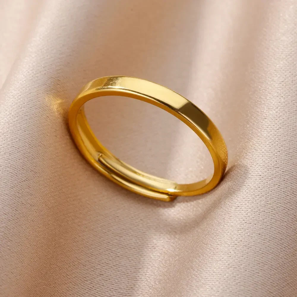 Tidal Vibes Gold Heart Stainless Steel Ring Women