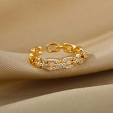 Tidal Vibes Gold Heart Stainless Steel Ring Women