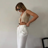 Tidal Vibes crop-top-women-tops-2025-kintted-sweater-vest-solid-women-summer