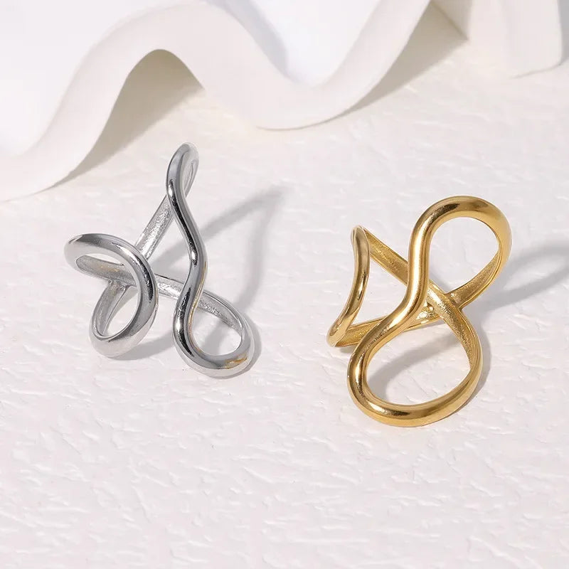 Tidal Vibes Irregular Stainless Steel Gold Color R