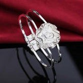 Tidal Vibes 925 Silver Rose Flower Jewelry Set Women