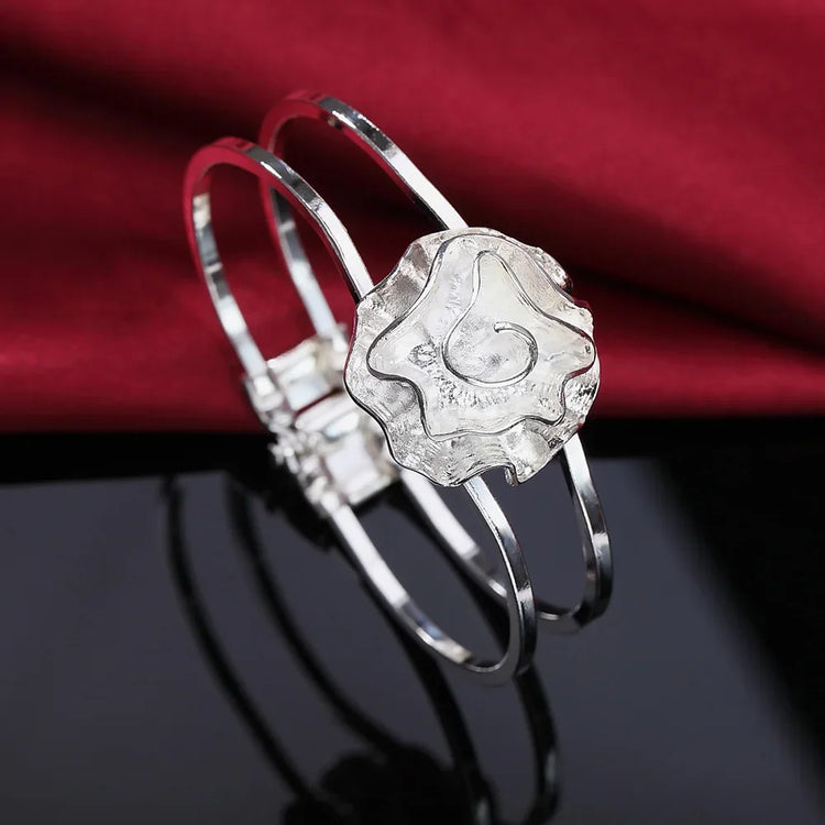 Tidal Vibes 925 Silver Rose Flower Jewelry Set Women