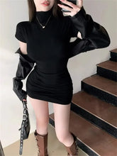 Tidal Vibes sexy-tight-half-high-collar-pleated-waist-mini-dress-spicy-girls