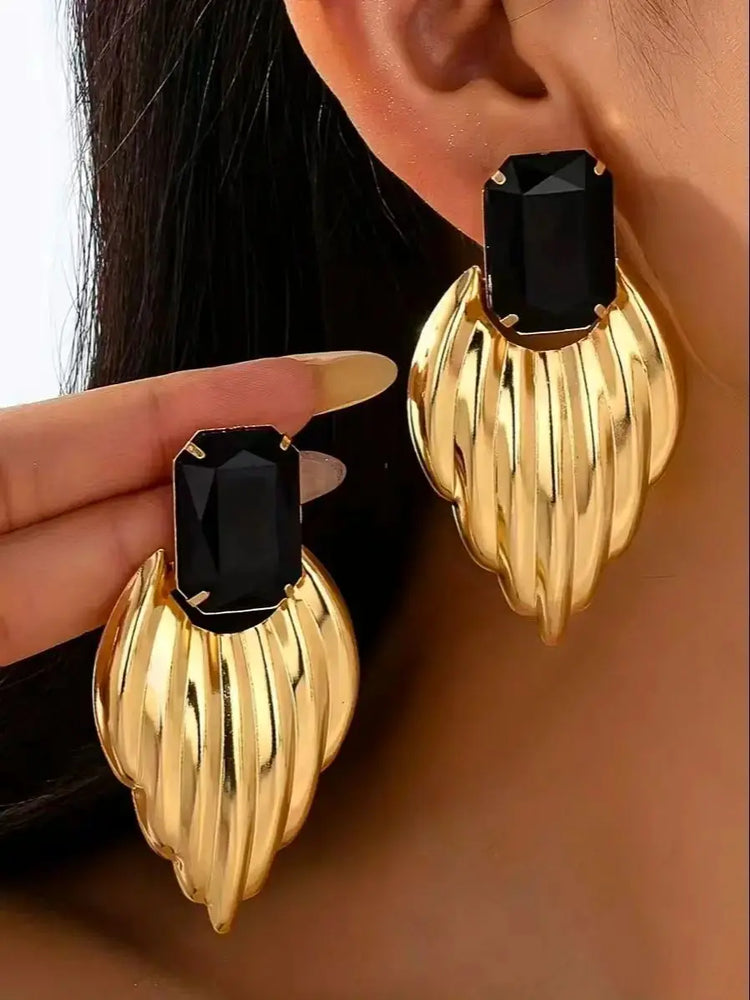 Tidal Vibes Arabic Metal-Style Earrings Women